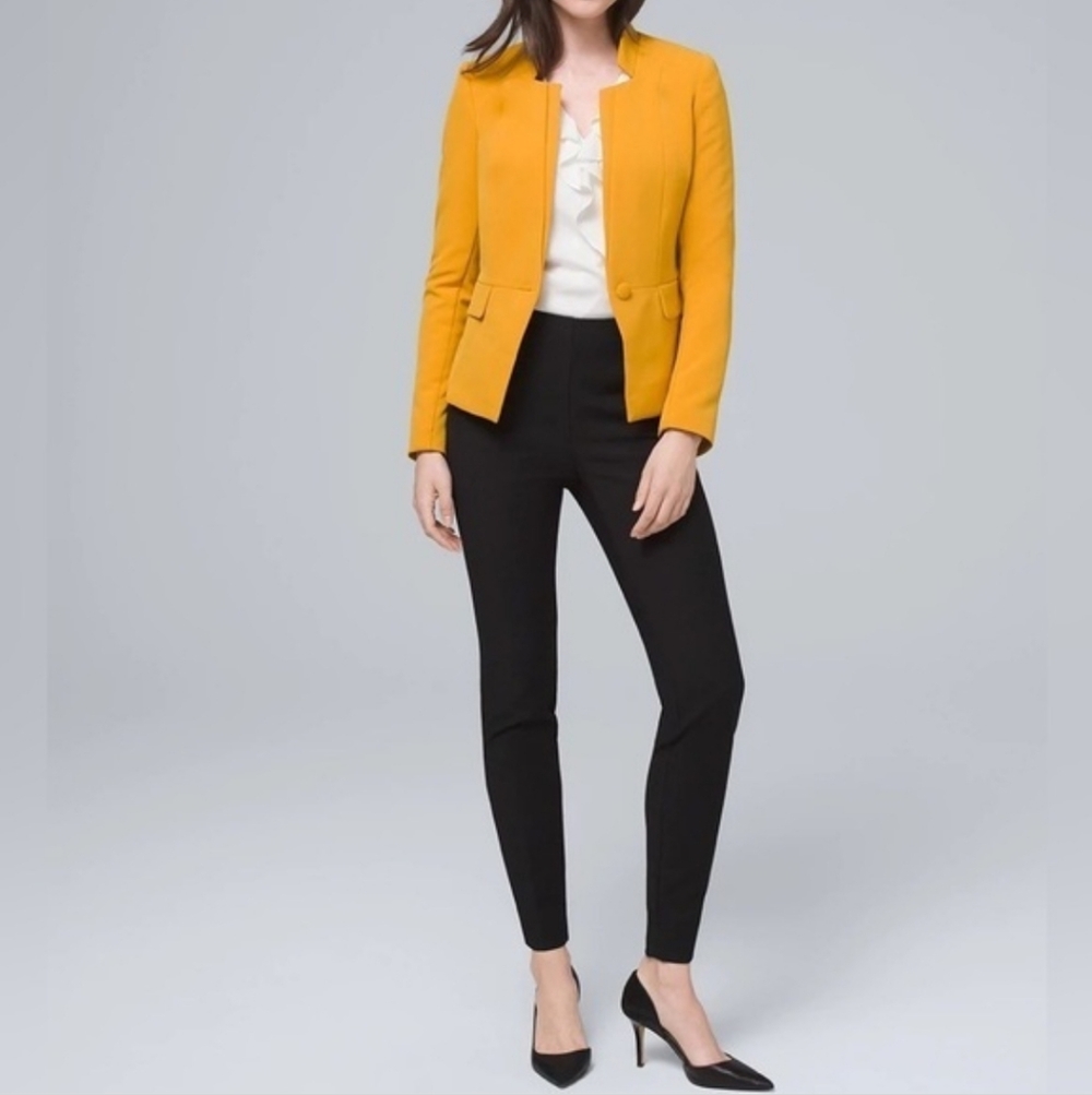 White House Black Market Black Skinny Pants with Mustard Jacket
